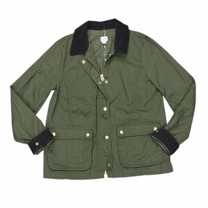 J. Crew Olive Utility Barnyard Jacket with Black Trim
